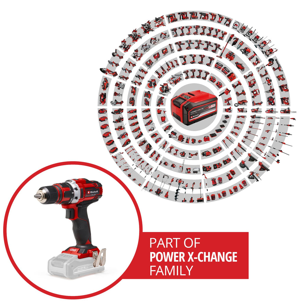 Werkbohr Akku-Bohrschrauber TE-CD 18/40 Li-Solo Power X-Change (Lithium-Ionen, 18 V, 40 Nm max. Drehmoment auf 21 Stufen, 2-Gang-Getriebe zum Bohren + Schrauben, Drehzahl-Elektronik, LED-Licht)